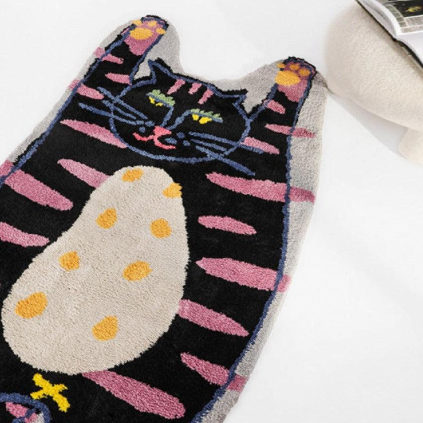 Abstract Polyester floor mat Funny Cat and Dog